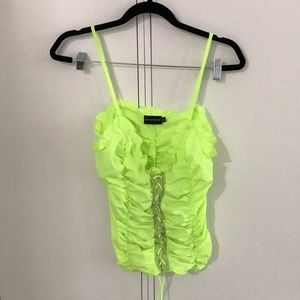 Neon Green Ruched Lace Up Corset Top